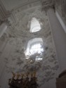 Detail of the white sculpures on the walls above the altar